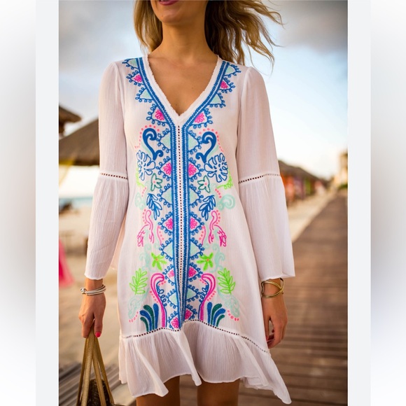 Lilly Pulitzer Tavvy beach pool coverup embroidered boho - Picture 2 of 10